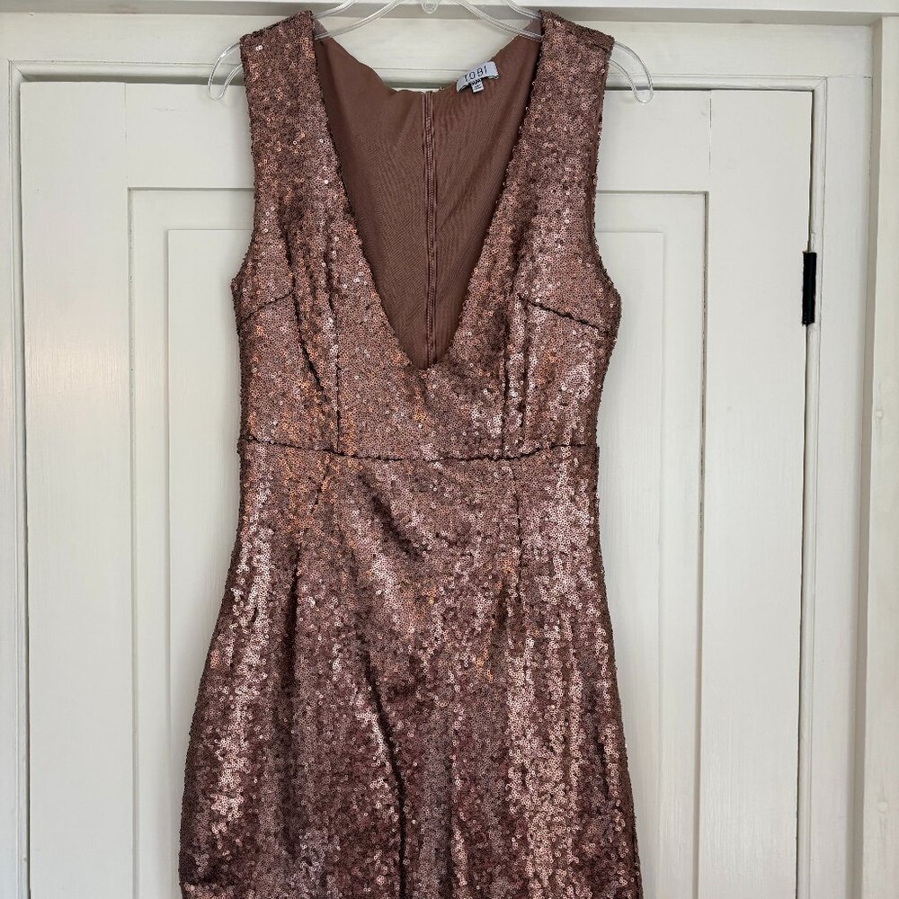 FINAL MARKDOWN -- TOBI Bronze Sequined Mini Dress, Medium